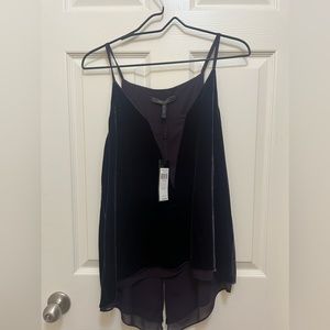 BCBG velvet top, V neck, deep plum purple color NWT